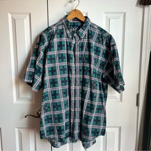 Gant Salty Dog green & blue plaid yacht club short sleeve button down shirt